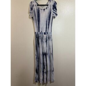 Shabby Apple Women's Blue/White Tie Dye Inspired Maxi Dress Size 6 Stretchy